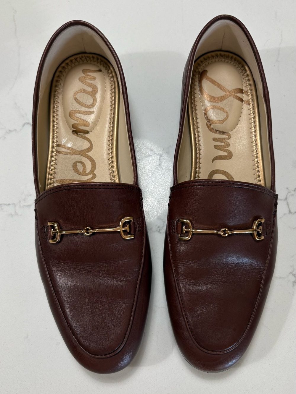 Sam Edelman Women’s Dark Brown Leather Horsebit Slip-On Loafers size 6.5